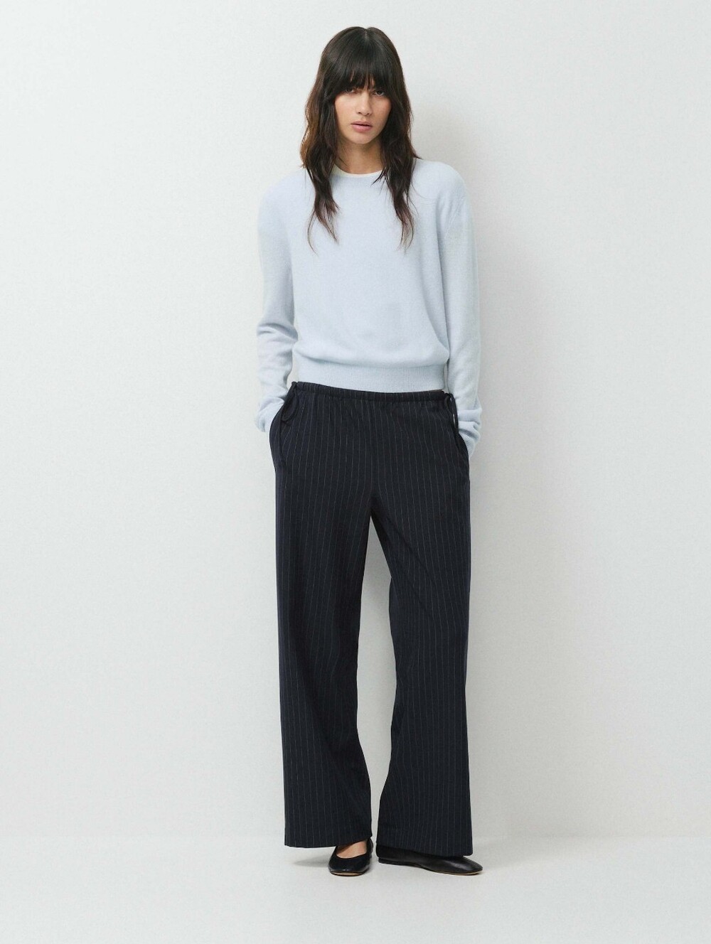 BABATON ATELIER Navy Pinstripe Pull On Casual Office Dress Trousers Size 4